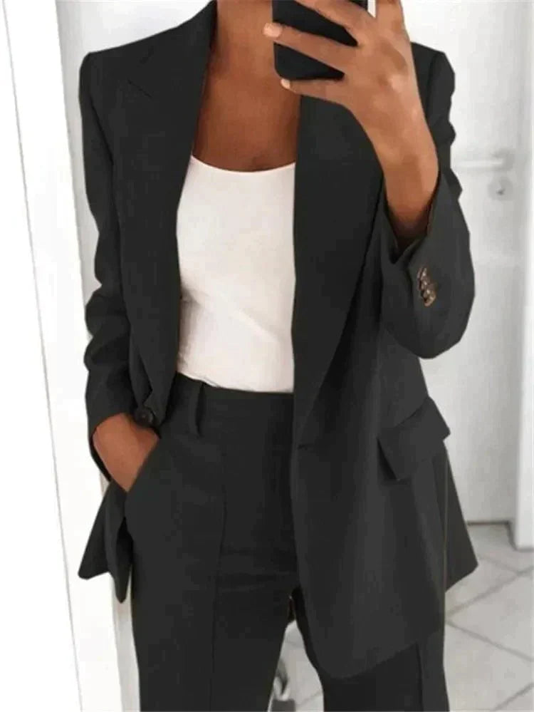 Dame Todelt Buksedragt med Jakke og Lange Bukser