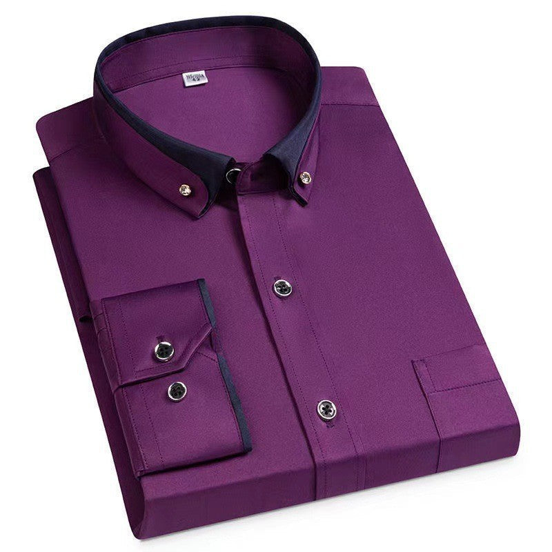 Herre Strygefri Langærmet Skjorte med Button-Down Krave