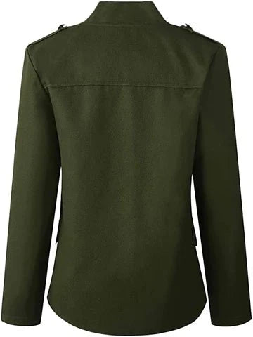 Dame Kort Blazer med StĂĄkrave og Ă…ben Front