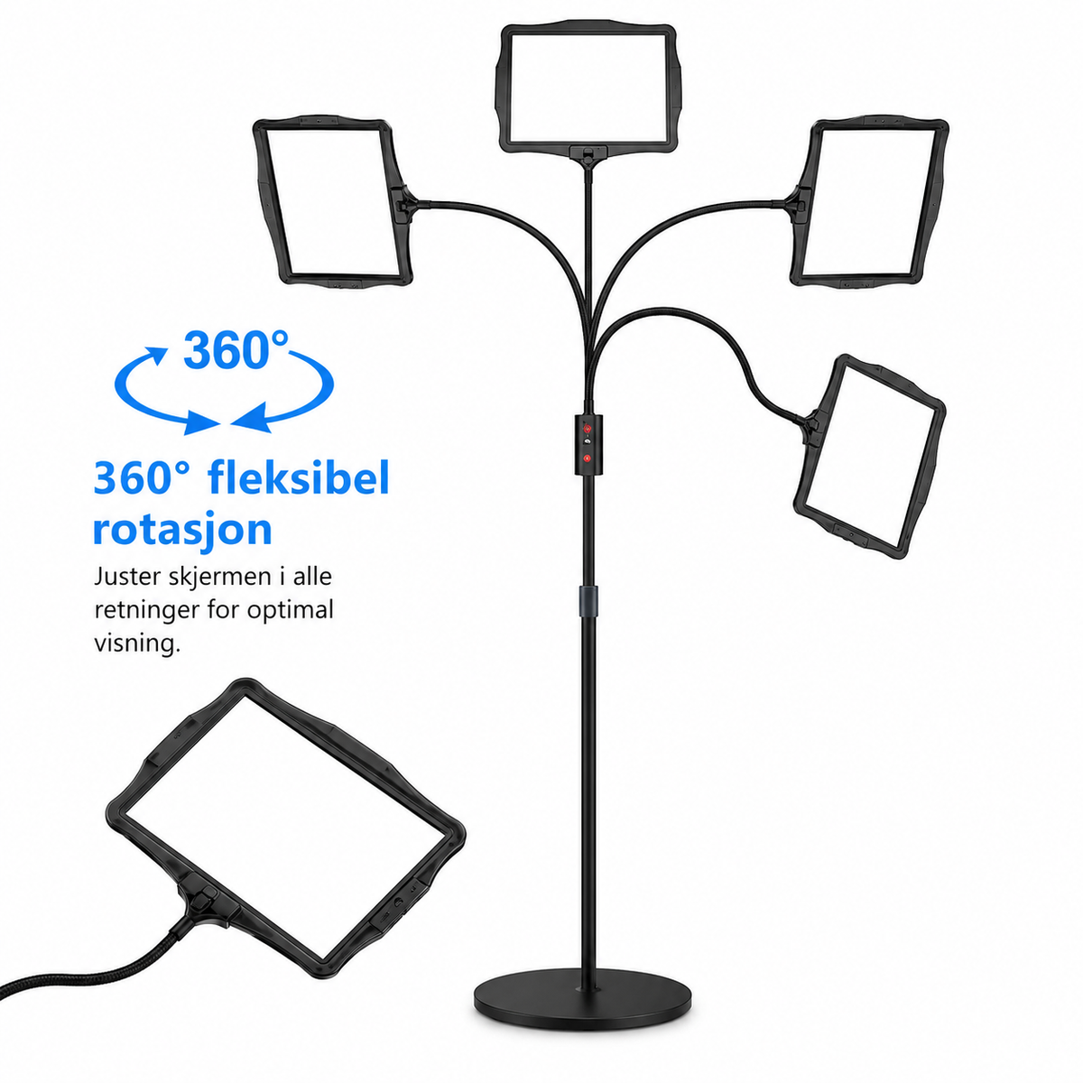Gulvlampe med Forstørrelsesglas og Fleksibel Svanehals