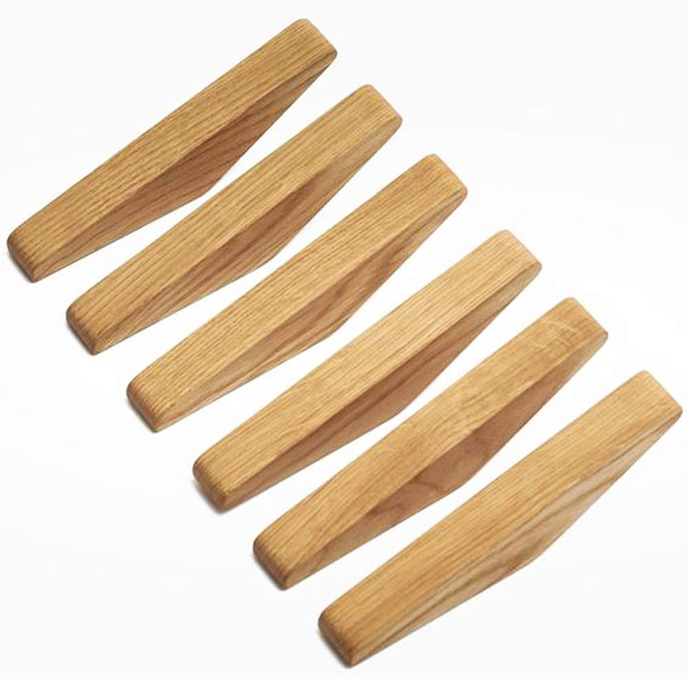 Minimalistiske Vægkroge i Træ 6 Stk. med Afrundet Design