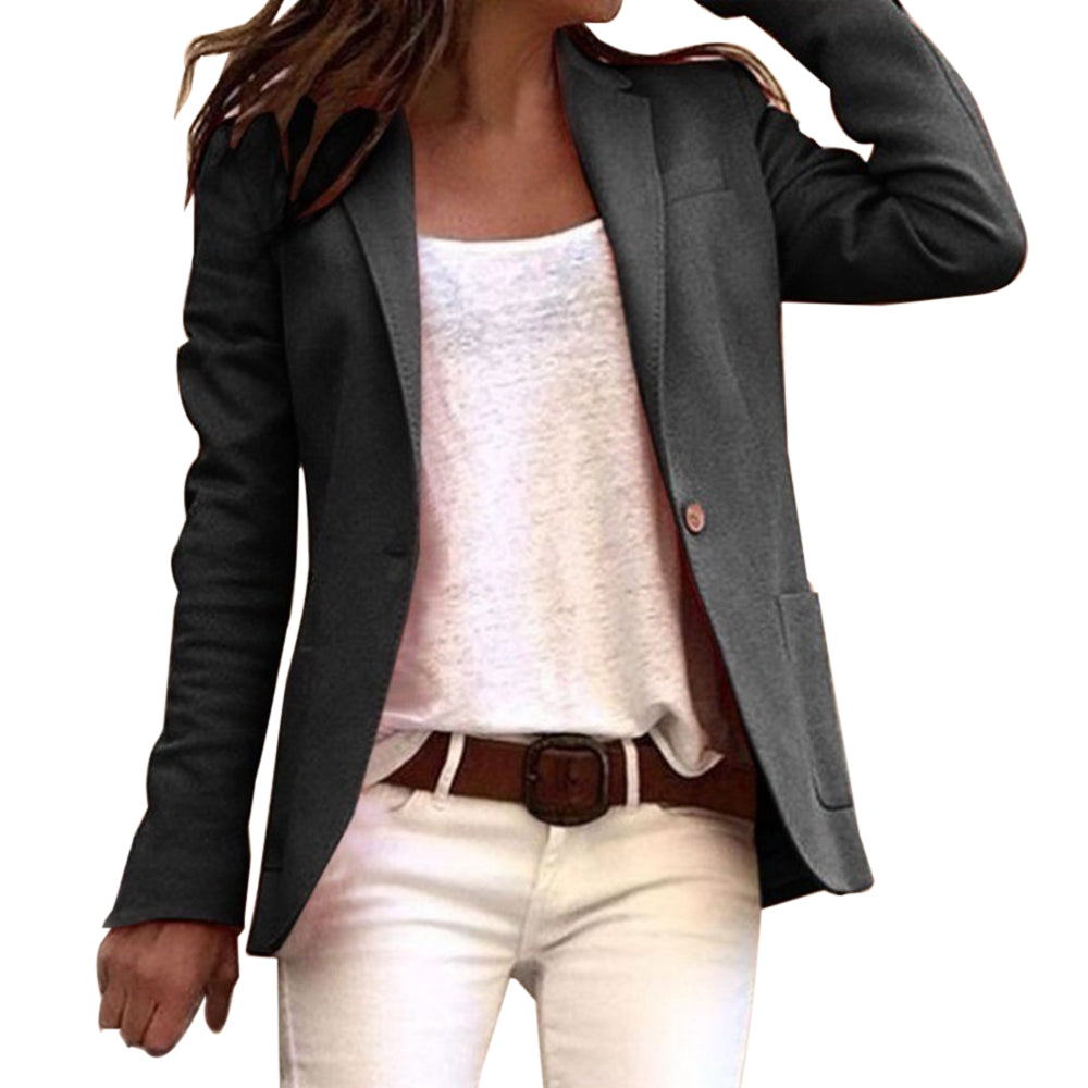 Dame Slim Fit Blazer med Lange Ærmer og Revers