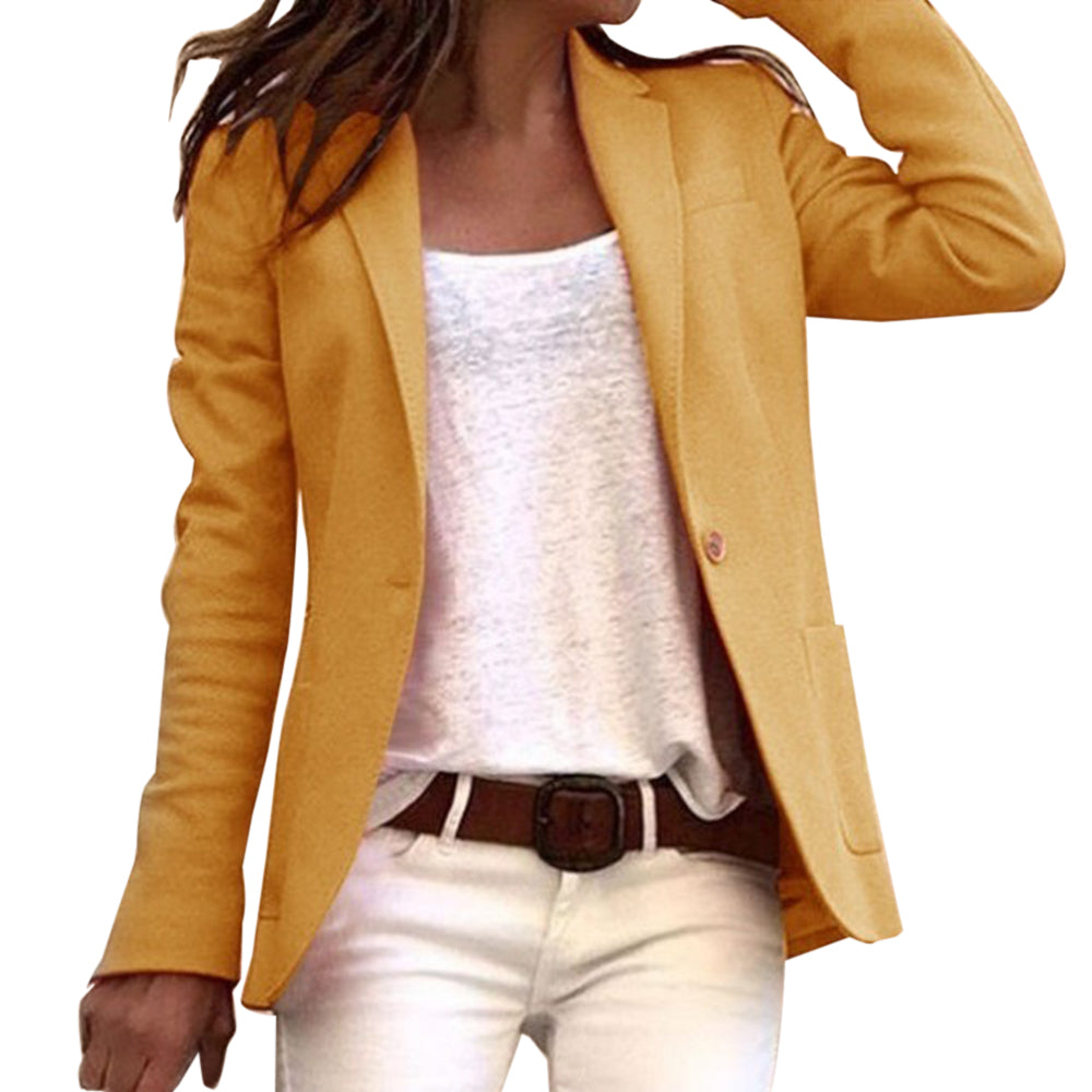 Dame Slim Fit Blazer med Lange Ærmer og Revers