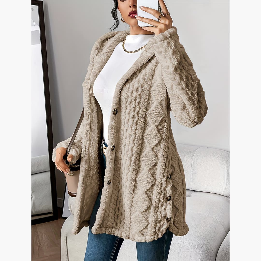 Edith - Koselig teddygenser med hette for dame