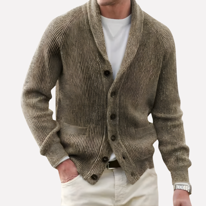 Cardigan pour homme à col châle et poches à boutons sur le devant