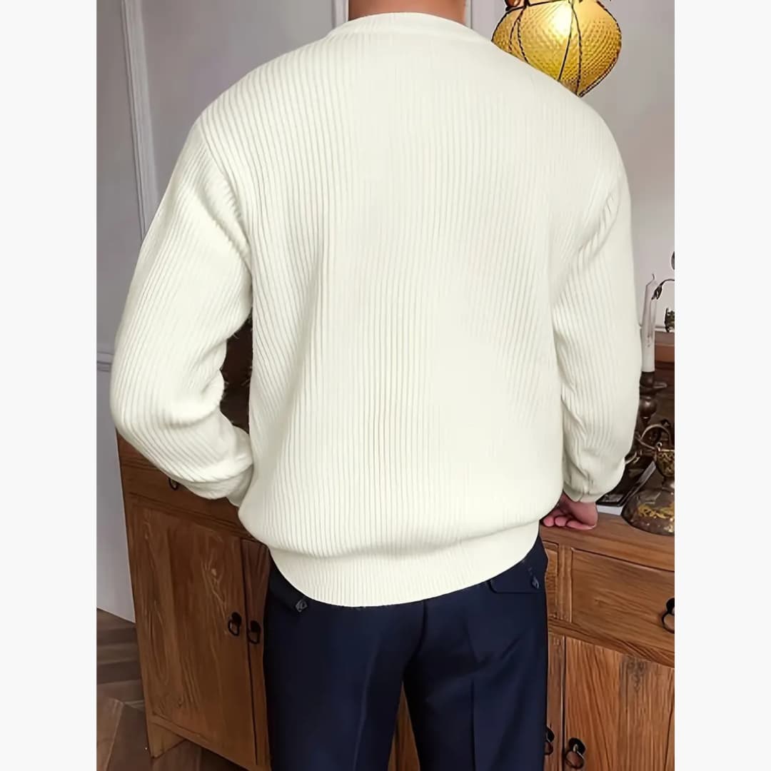 Casual Crew Neck Strikket genser for menn