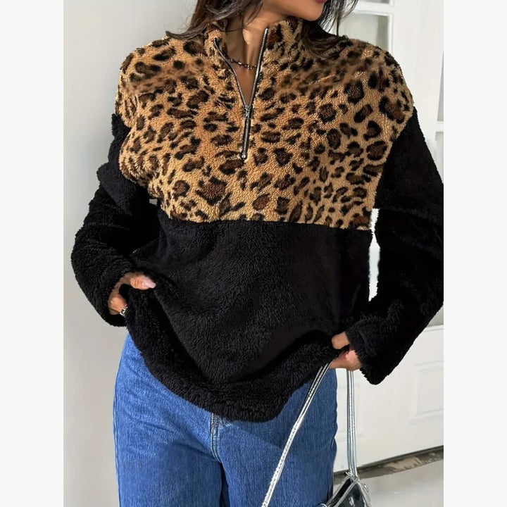 Felicia - Leopardmønstret fleecegenser til dame