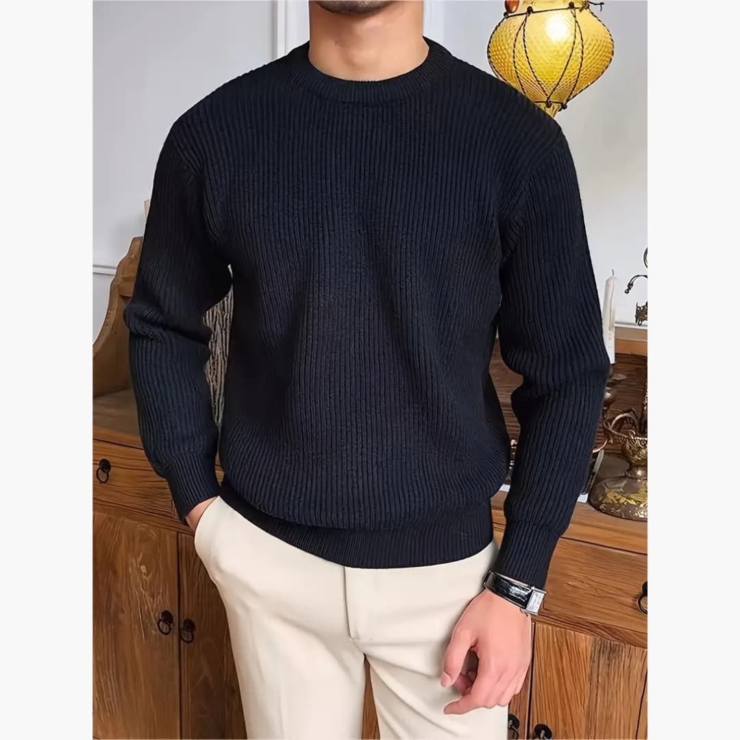 Casual Crew Neck Strikket genser for menn