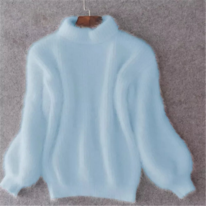 Damen-Locker gestrickter Pullover im unifarbenen Design mit Vintage-Look