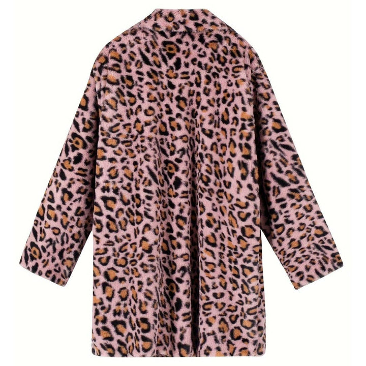 Plus Size Leopardmønster Åpen Cardigan Lang Jakke