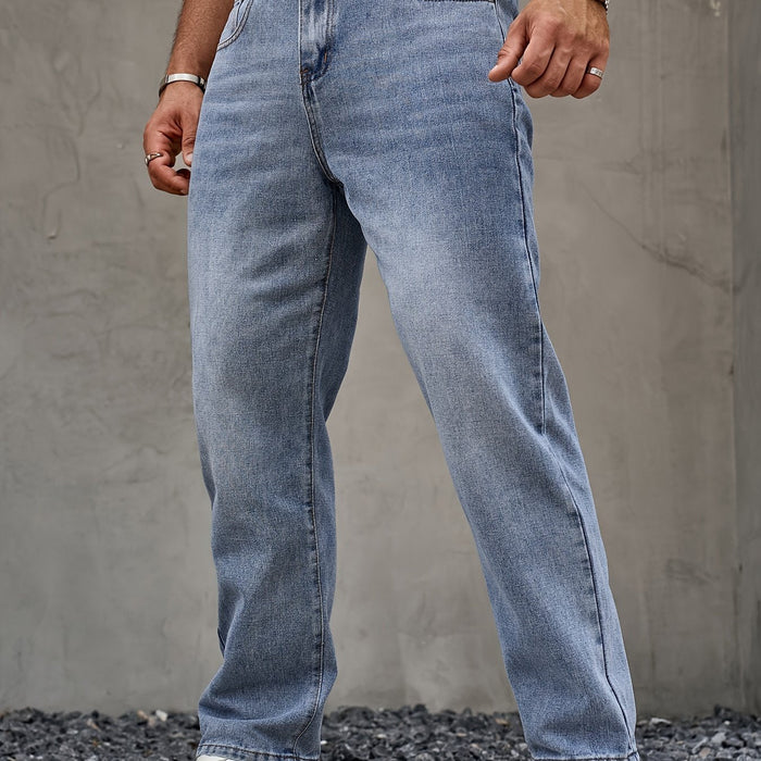 Pantaloni in denim da uomo a gamba dritta e vestibilità classica