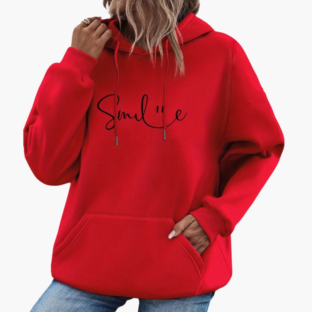 Caroline - Stilig Smile Graphic Hoodie for kvinner