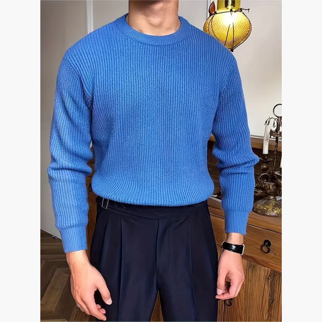 Casual Crew Neck Strikket genser for menn