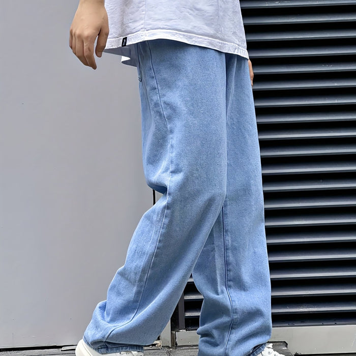 Herre Løse Wide-Leg Jeans med Afslappet Pasform