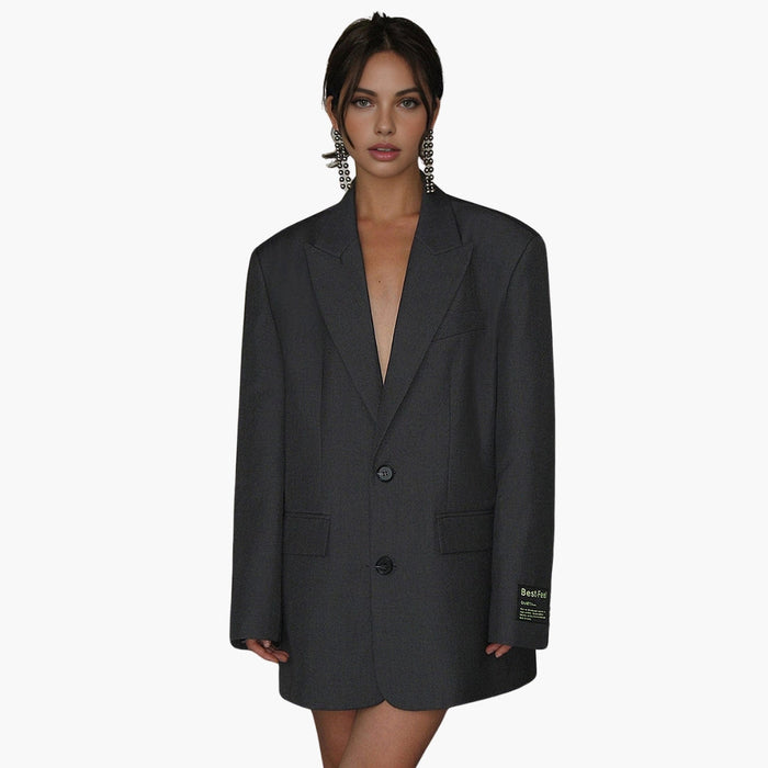 Oversize blazer til kvinder med reverskrave