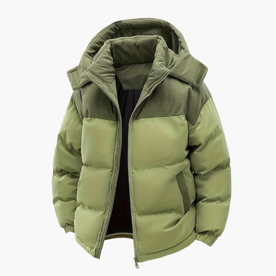 Herre Casual Hettejakke med Puffer og Fargeblokkdesign