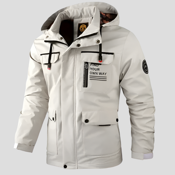 Chaqueta de invierno con capucha para hombre, cremallera frontal y bolsillos