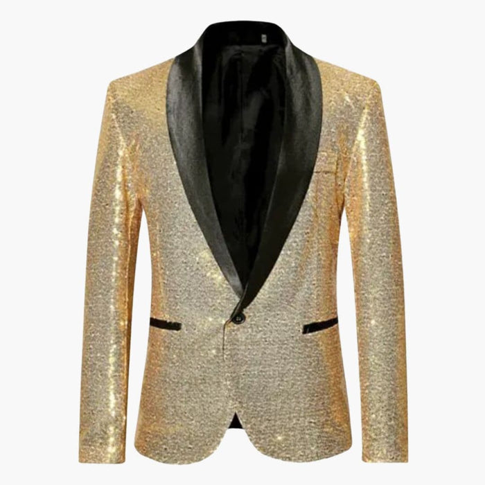 Herre Blazer Med Pailletter og Sjalskrave