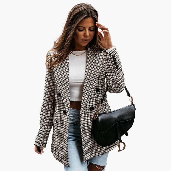 Rutet blazer til kvinner