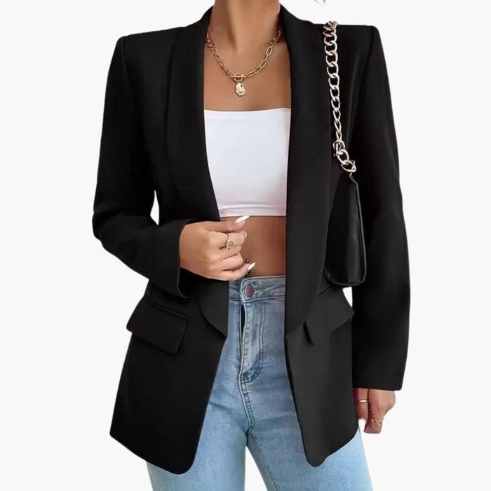 Blazer classique pour femme à col en pointe