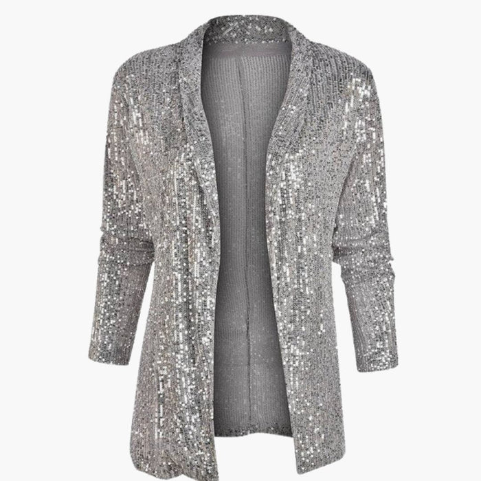 Blazer da donna con colletto a revers e superficie scintillante