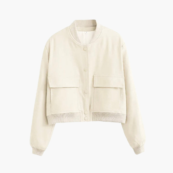 Chaqueta bomber para mujer con cierre de botones a presión