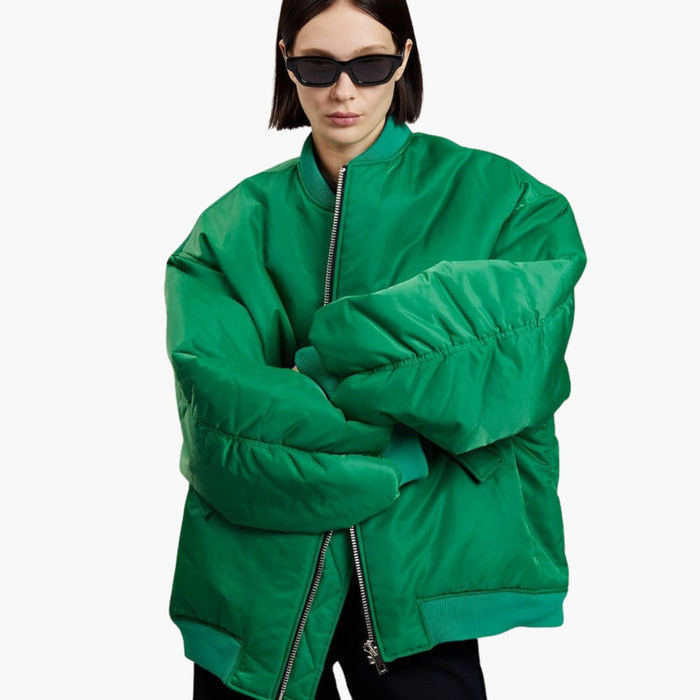 Blouson bomber oversize pour femme à col côtelé