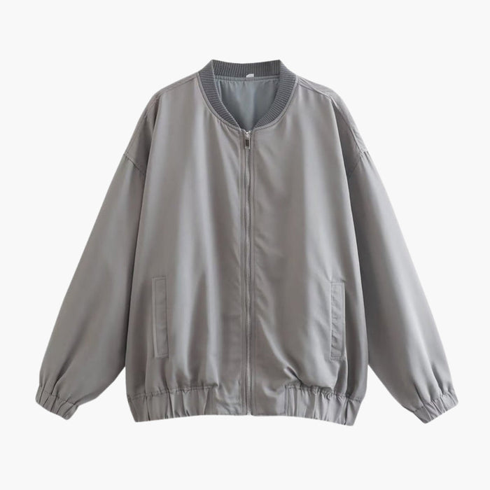 Chaqueta bomber para mujer con cremallera y bajo elástico