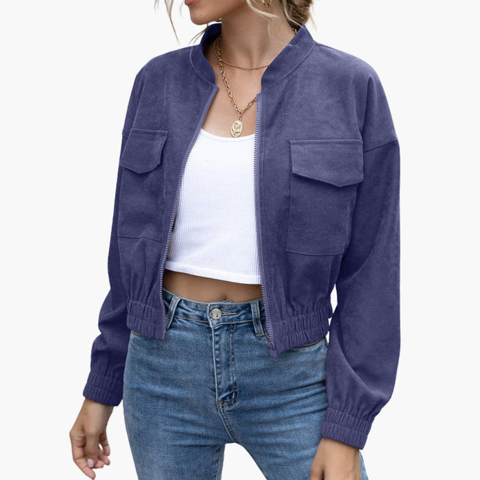 Blouson bomber pour femme avec poches
