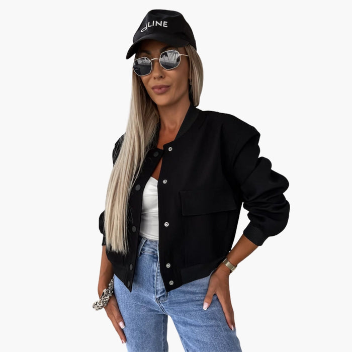 Chaqueta bomber para mujer con parches en la parte delantera