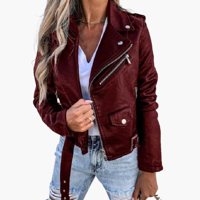 Damen-Motorradjacke mit Reverskragen