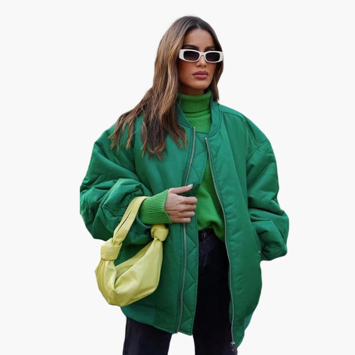 Oversize-Fliegerjacke für Damen mit Reißverschluss