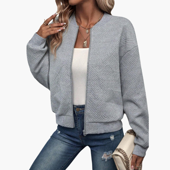 Blouson bomber pour femme avec détails côtelés