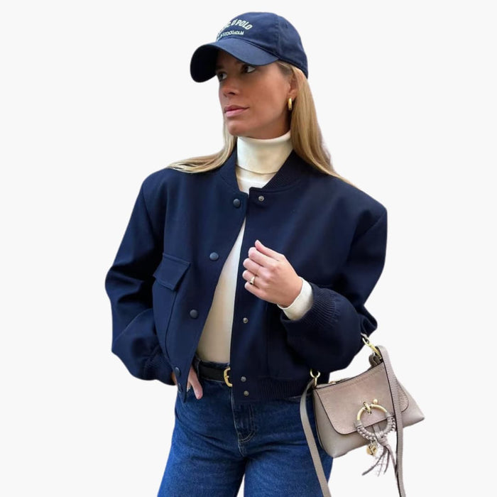 Damen-Bomberjacke mit Reißverschluss und gleichmäßiger Oberfläche