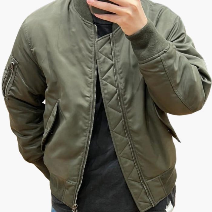 Blouson bomber da uomo con cerniera e bordo a coste