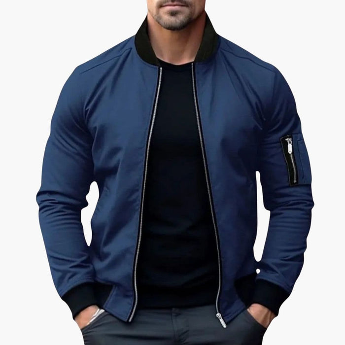Bomber da uomo con colletto a coste a righe