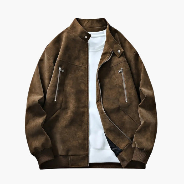 Blouson bomber pour homme avec fermeture éclair et poignets côtelés