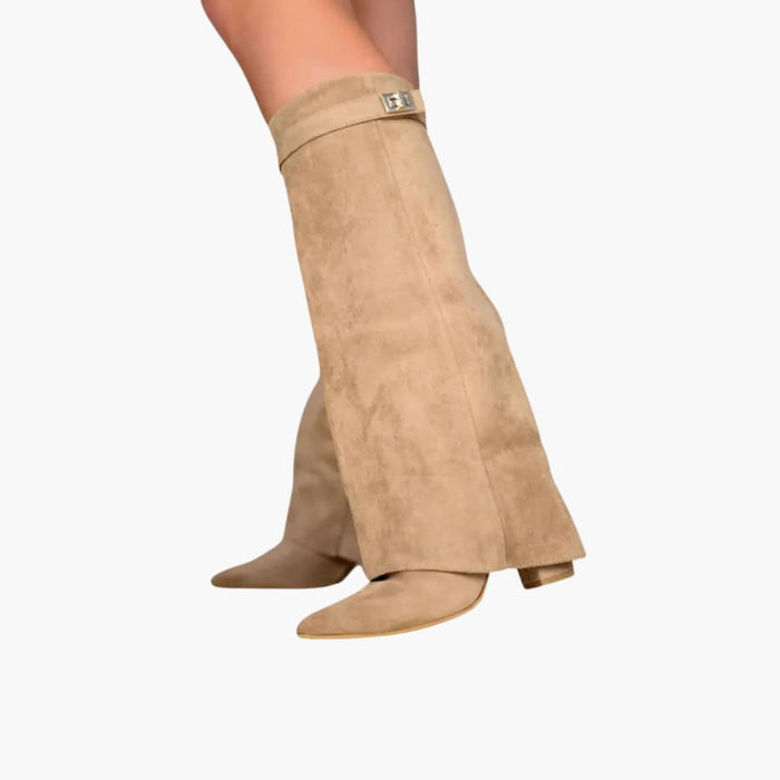 Damenstiefel mit schlankem Schaft und robustem Absatz