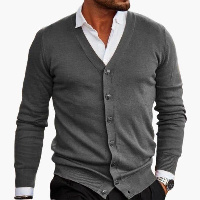 Herren-Cardigan mit V-Ausschnitt und Knöpfen