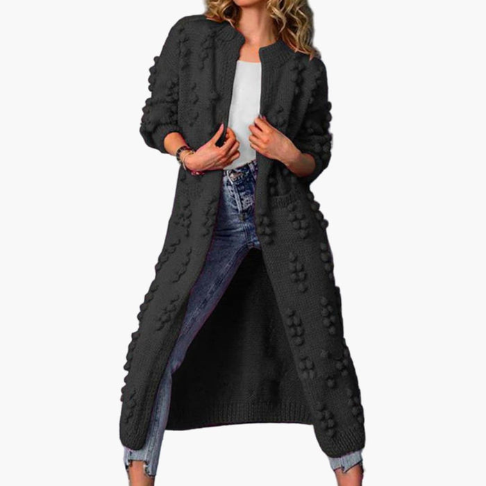 Cardigan long pour femme avec surface texturée et manches longues