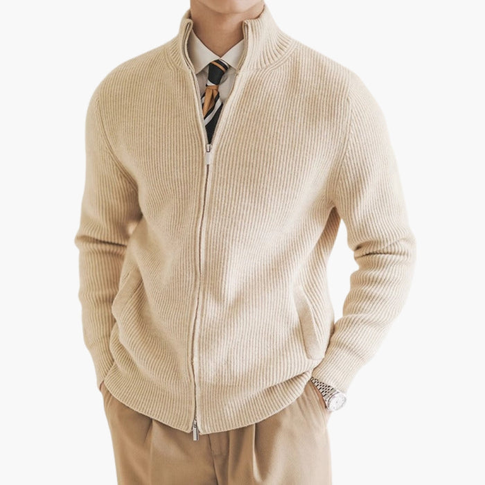 Cardigan til menn i ribbestrikk