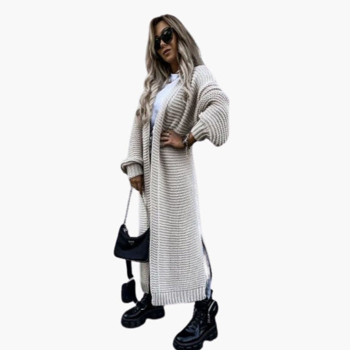 Cardigan lungo da donna con apertura frontale