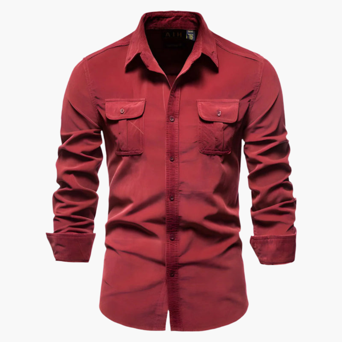 Chemise à manches longues pour homme avec poches poitrine et fermeture boutonnée