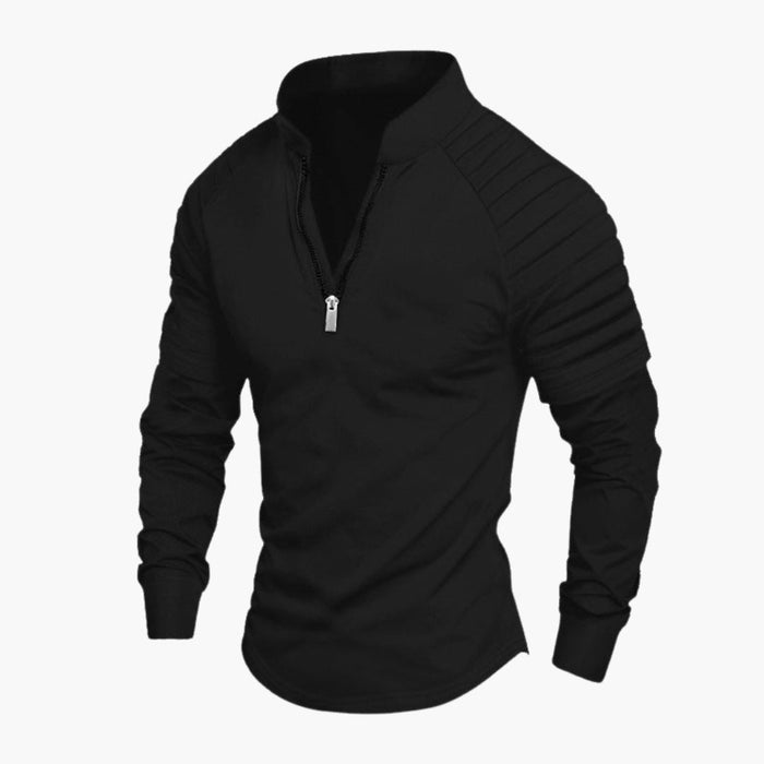 Camisa de manga larga para hombre con media cremallera