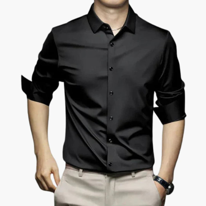 Camicia da uomo senza stiratura con chiusura a bottoni