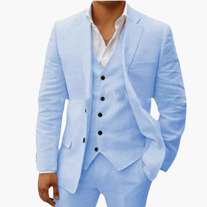 Tredelt sommardress for menn med blazer og vest med knappar