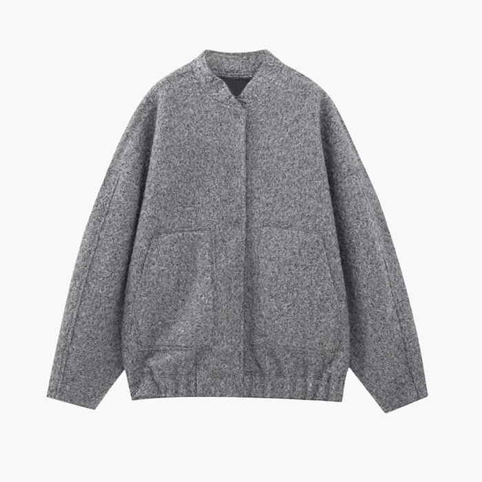 Dame Bomber Oversize med Frontlommer og Skjult Lukning