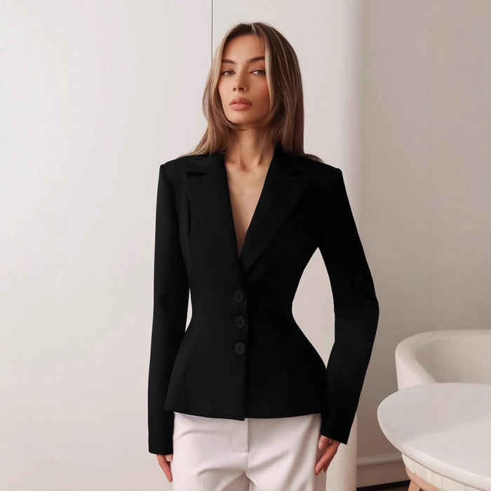 Blazer entallado para mujer con solapa y tres botones