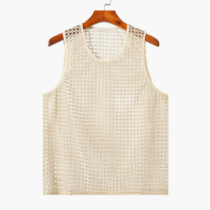 Camiseta de tirantes para hombre de malla con corte sin mangas