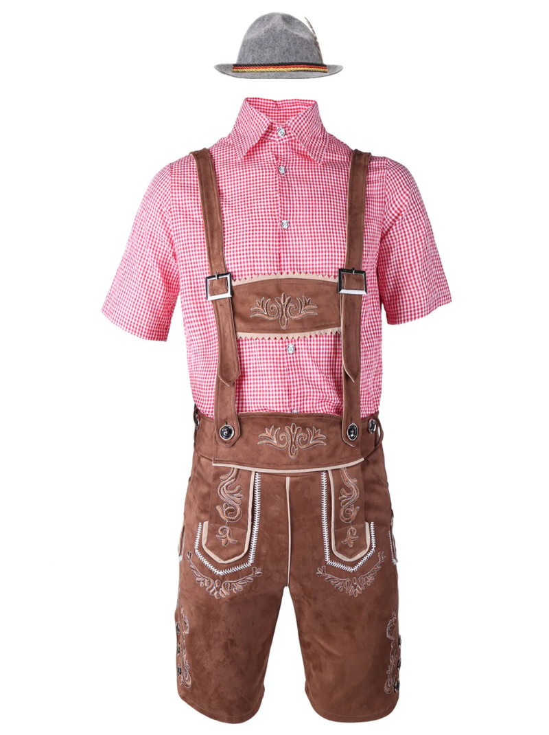 Herre Oktoberfest Lederhosen Kostume med Skjorte og Seler